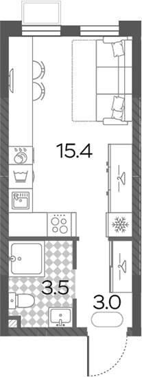 Студия, 21.9 м², 21/24 этаж, ЖК «Лучи»