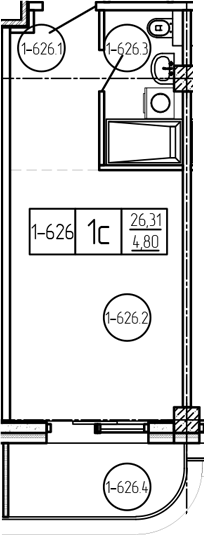 Студия квартира, 26.54 м² в ЖК Лучи — фото 2
