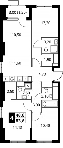 4+ комнаты, 82.1 м², 8/12 этаж, ЖК «1-й Химкинский»