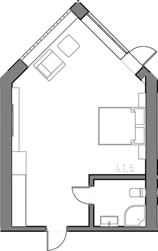 Студия, 40 м², 1/1 этаж, ЖК «Сосновый бор»