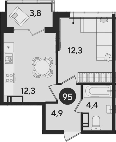 1-комн. квартира, 33.9 м² в ЖК Парк Победы — фото 2