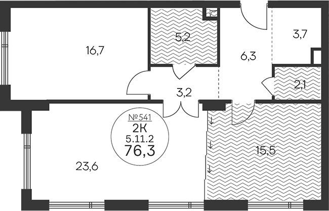 2-комн., 76.3 м², 11/18 этаж, ЖК «Клубный квартал КРЫЛАТСКАЯ 33»