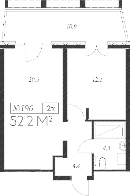 2-комн. квартира, 41.3 м² в ЖК Морелло — фото 2