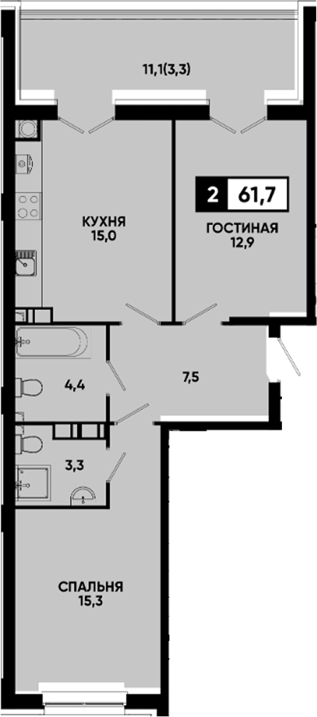 2-комн. Квартал на курорте Моя Легенда