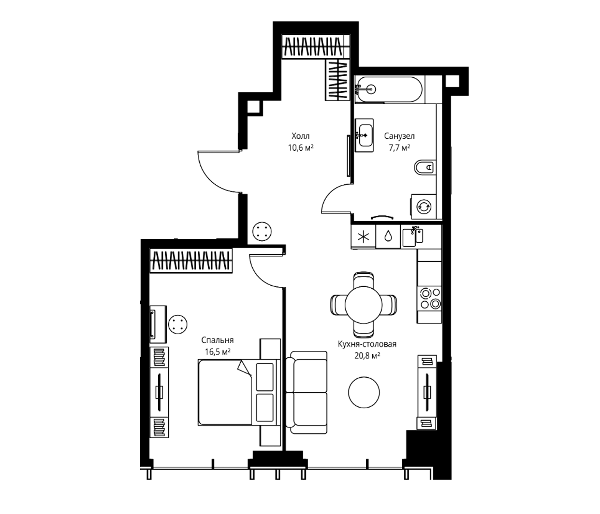 2-комн., 55.6 м², 12/59 этаж, ЖК «Веер»