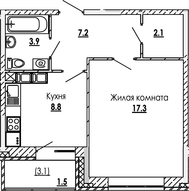 1-комн. Малиново