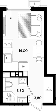 Студия квартира, 21.1 м² в ЖК Порто-Ново — фото 2