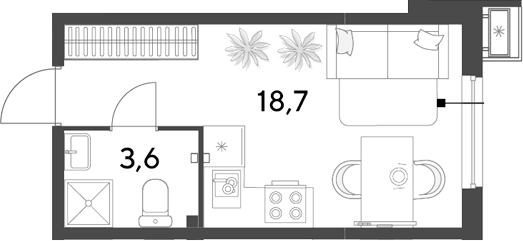 Студия квартира, 22.3 м² в ЖК Парк Победы — фото 2