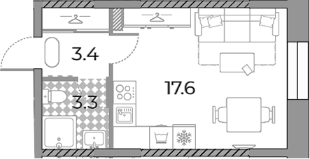 Студия, 24.3 м², 28/28 этаж, ЖК «ЗилАрт»