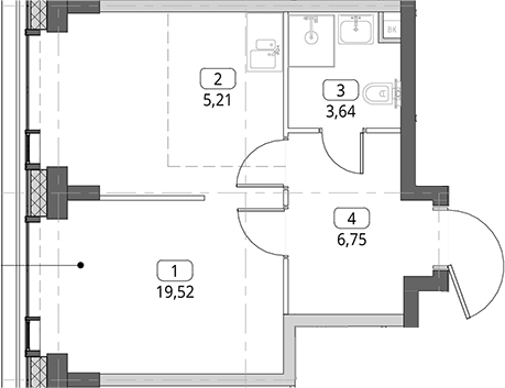 Студия, 35.12 м², 13/56 этаж, ЖК «СИТИДЗЕН»
