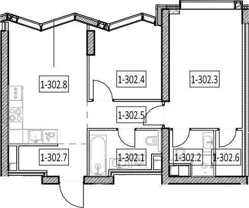 3-комн., 57.5 м², 28/57 этаж, ЖК «Айс Тауэрс»