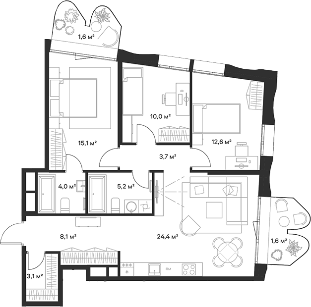 4+ комнаты, 86.2 м², 12/23 этаж, ЖК «Союз»
