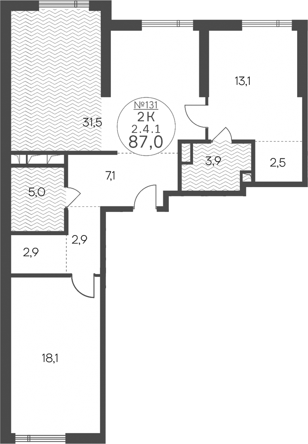 3-комн., 87 м², 4/21 этаж, ЖК «Клубный квартал КРЫЛАТСКАЯ 33»