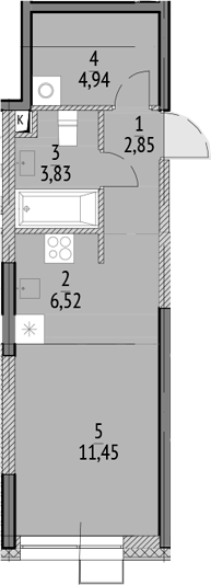 Студия, 29.59 м², 20/21 этаж, ЖК «N'ICE LOFT»
