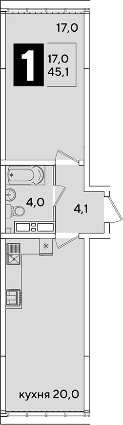 2-комн. квартира, 45.1 м² в ЖК Самолет — фото 2
