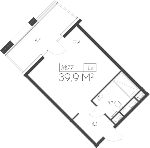 Студия квартира, 31.1 м² в ЖК Морелло — фото 2