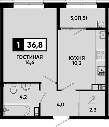 1-комн. Квартал на курорте Моя Легенда