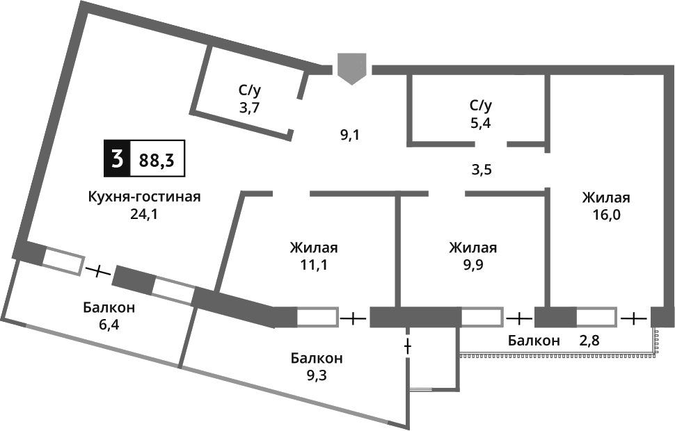 4-комн. Отрада на реке