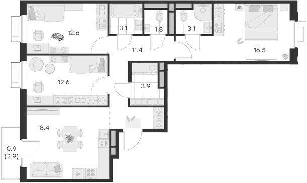 3-комн. Михалевич