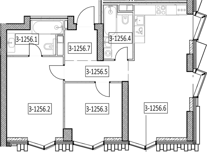 3-комн., 71.5 м², 5/55 этаж, ЖК «Айс Тауэрс»