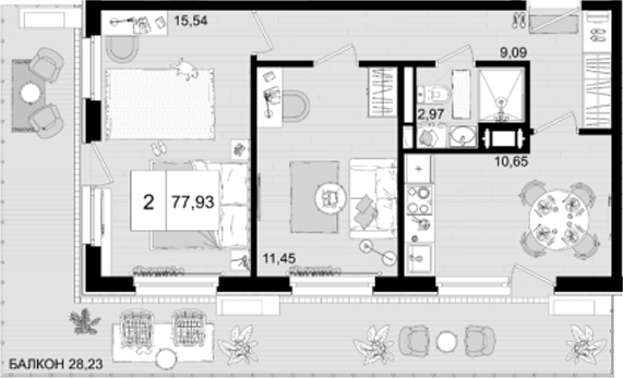 2-комн. квартира, 49.7 м² в ЖК IT гостиничный комплекс Корсаков — фото 2