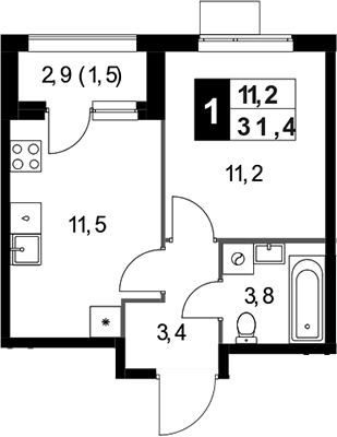 1-комн., 29.9 м², 21/25 этаж, ЖК «1-й Измайловский»