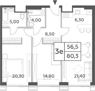 3-комн., 80.3 м², 9/52 этаж, ЖК «Will Towers»