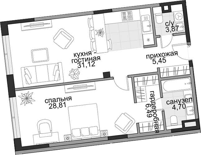 2-комн. Садовническая, 69