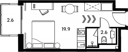 Студия, 22.5 м², 12/23 этаж, ЖК «Аквилон Сигнал»