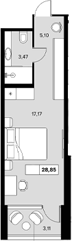 Студия квартира, 25.74 м² в ЖК Гостиничный комплекс Белые ночи — фото 2