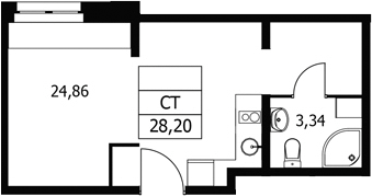 Студия, 28.2 м², 11/21 этаж, ЖК «Волковская 67»
