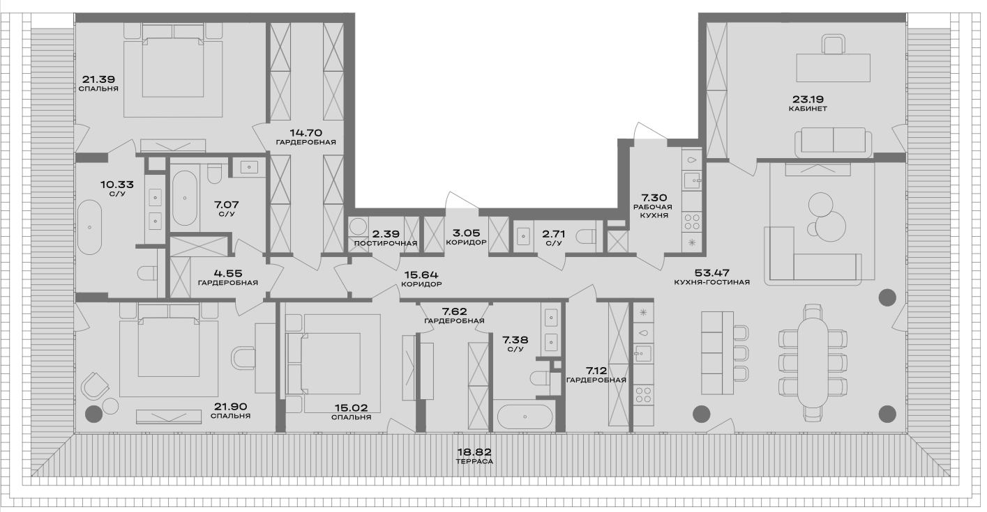 4+ комнаты, 224.83 м², 5/10 этаж, ЖК «Пыжевский»
