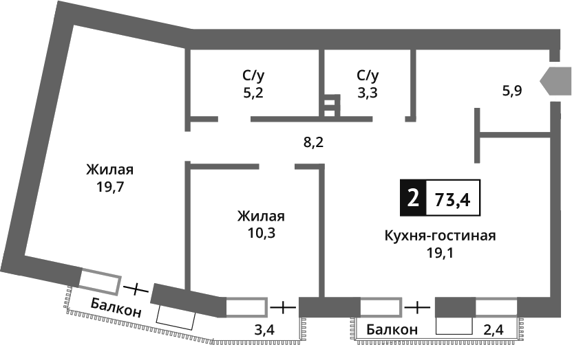 3-комн. Отрада на реке