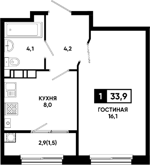 1-комн. Резиденция Софи