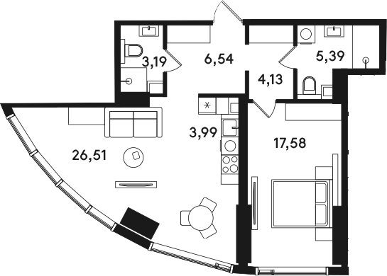 2-комн., 67.33 м², 12/41 этаж, ЖК «СОЛОС»