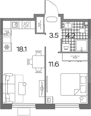 2-комн., 36.4 м², 20/20 этаж, ЖК «Лучи»