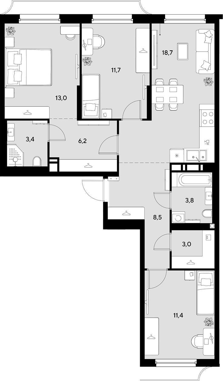 3-комн. Грейд