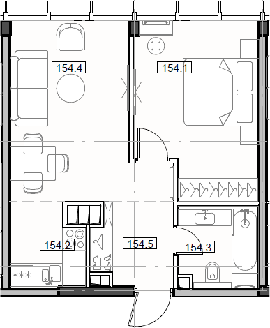 2-комн., 43.97 м², 53/55 этаж, ЖК «Мод»