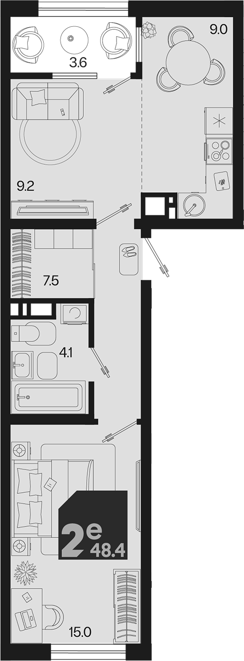 2-комн. квартира, 44.8 м² в ЖК Первое место — фото 2