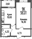 1-комн. квартира, 37.2 м² в ЖК Кумир — фото 2