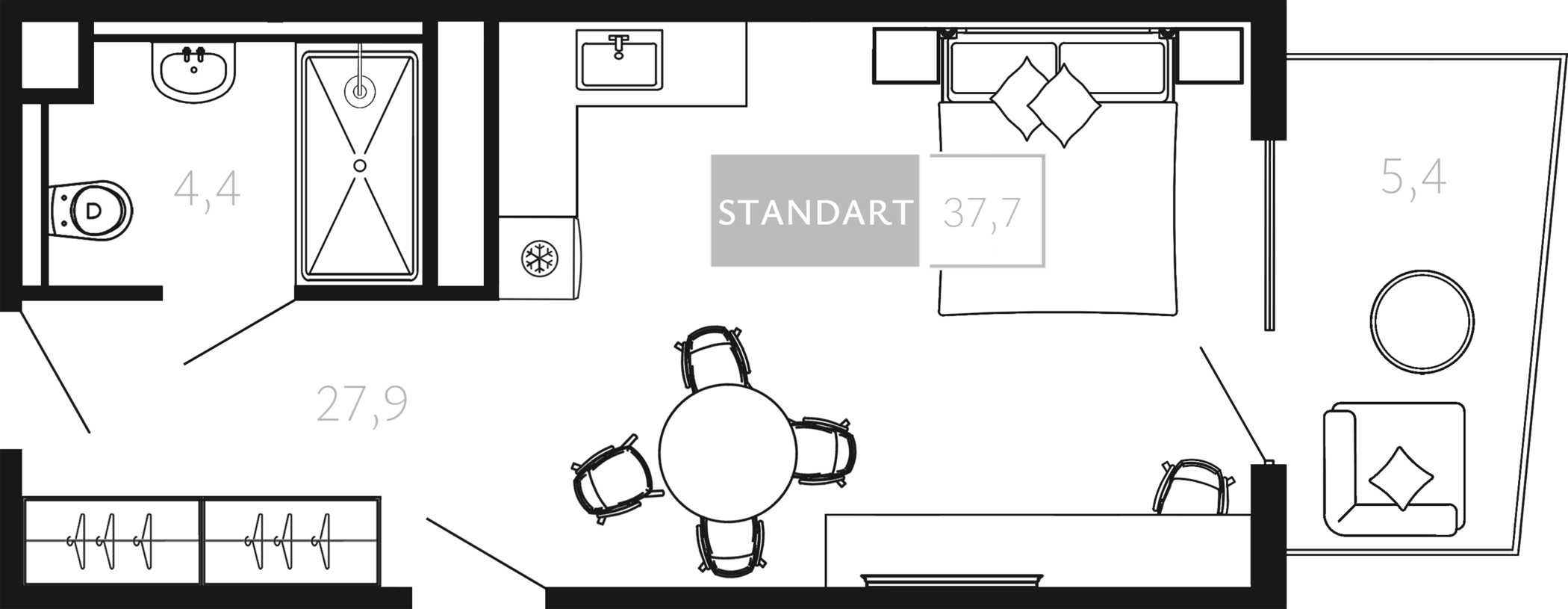 Студия, 32.3 м², 4/4 этаж, ЖК «Палаццо Де Агой»