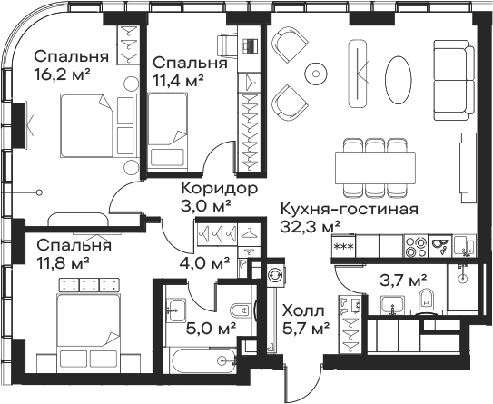 4-комн. Сити Бэй