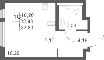 Студия, 22.83 м², 7/11 этаж, ЖК «Горки Парк»