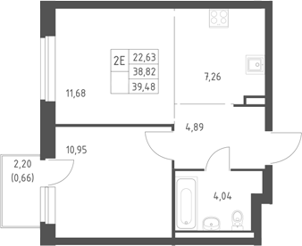 2-комн., 38.82 м², 4/17 этаж, ЖК «Горки Парк»