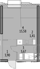 Студия, 24.56 м², 14/21 этаж, ЖК «N'ICE LOFT»