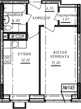 1-комн., 37.9 м², 13/16 этаж, ЖК «Краснофлотский»
