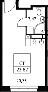 Студия, 23.82 м², 3/21 этаж, ЖК «Волковская 67»