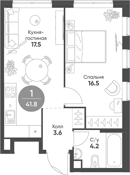 2-комн. Соколинн Парк