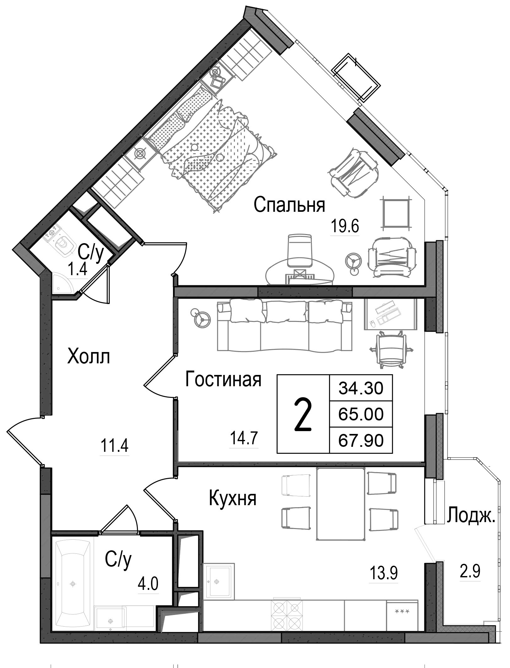 2-комн. Школьный