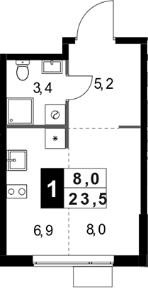 Студия, 23.5 м², 9/25 этаж, ЖК «1-й Измайловский»